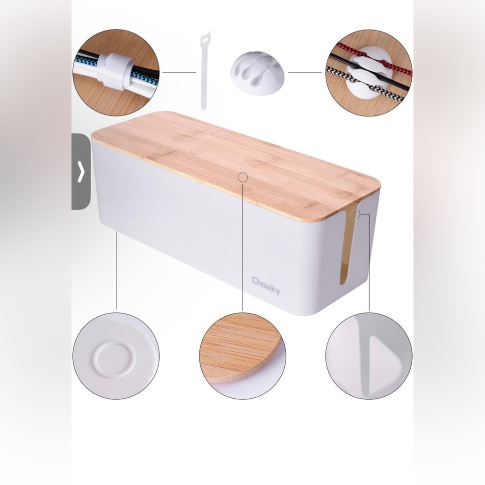 Large Cable Management Box – Wooden Style Cord Organizer Box